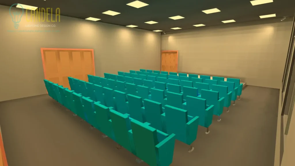 Resource center lecture hall lighting design render