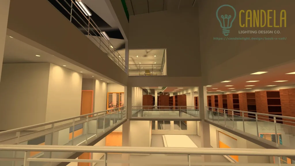 Resource center lobby lighting design render