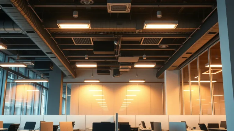 Energy efficient LED light panels in an office