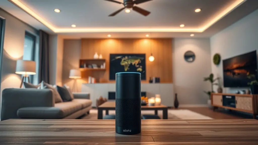 Amazon Alexa voice control device in a living room